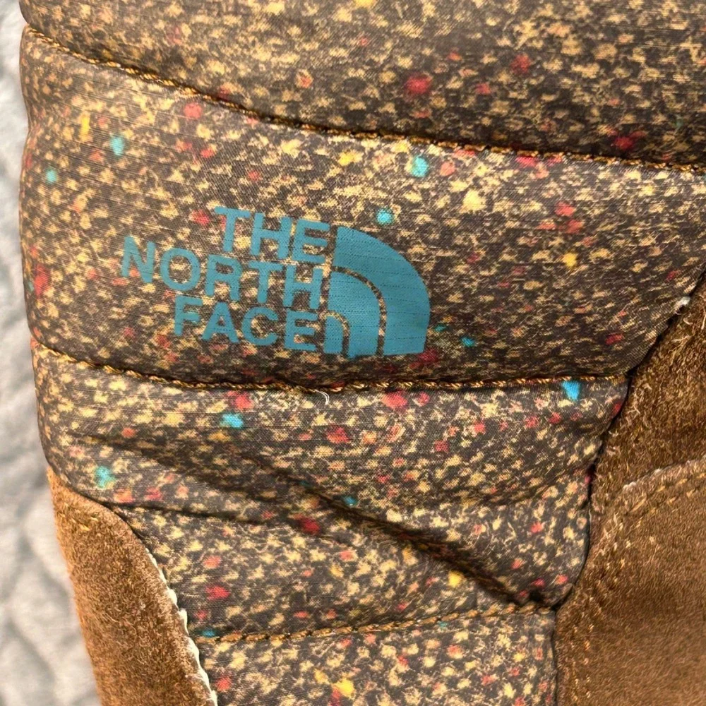 The North Face Speckled Quilted Women Brown Winter Boots PrimaLoft Suede SZ 8